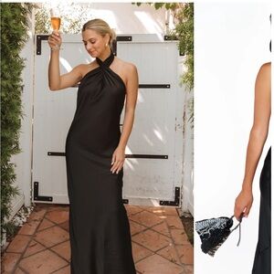 Show me your mumu jasmine Black Halter Dress